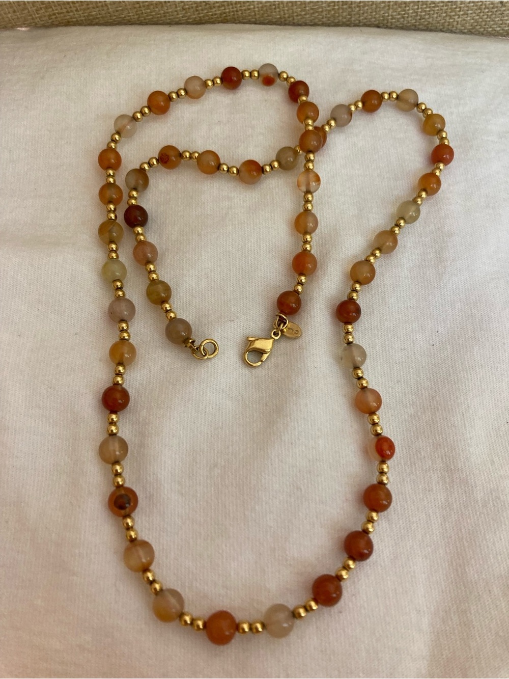 Monet Signed Vintage Beaded
earth Toned Fall Colored Beads Necklace